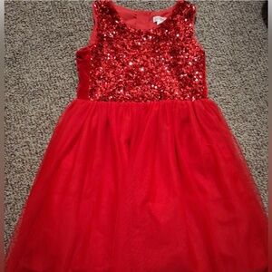 Cat & Jack Sparkling Red Sequin Dress XS